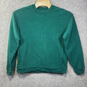 Yellow Label Co Sweatshirt Mens Large Green Inside Out Fleece Crewneck Pullover